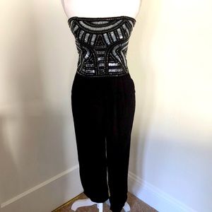 Parker Strapless Black and White Jumpsuit